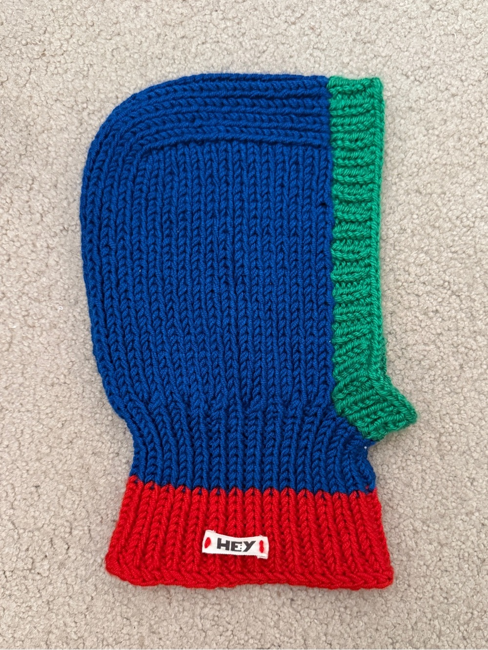 Women’s Blue Red Green Knit Balaclava Hat -